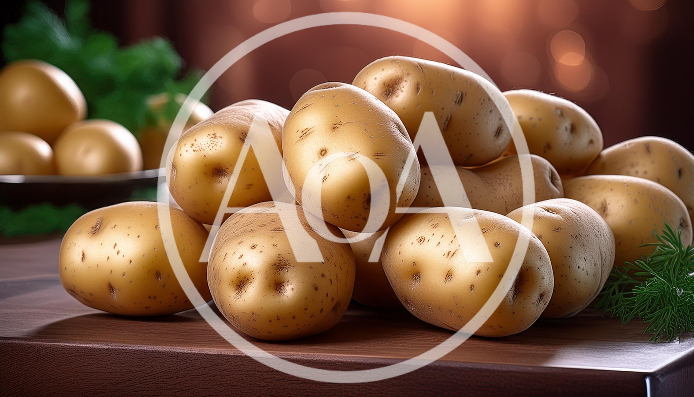 Fresh Raw Potatoes On A Wooden Table