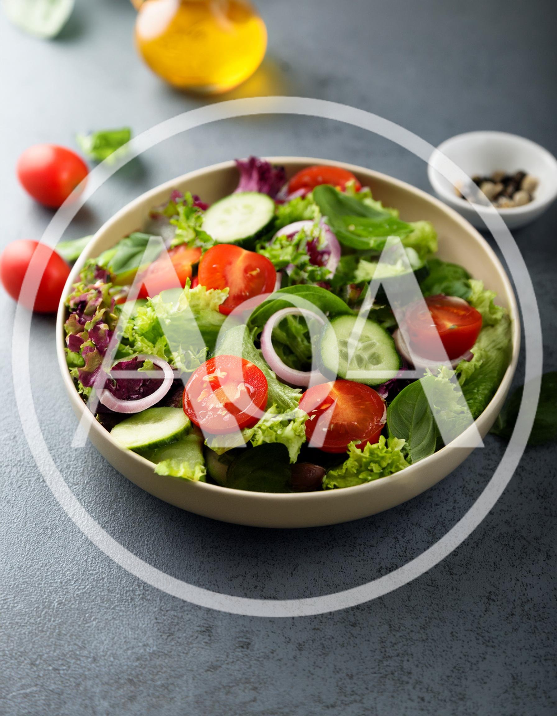 Fresh Vegetable Salad in a Ceramic Bowl