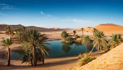 Oasis With Palm Trees In The Sahara Desert