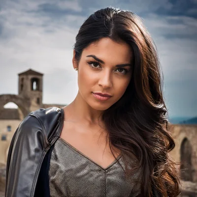 Portrait Of A Beautiful Woman In A Metallic Top