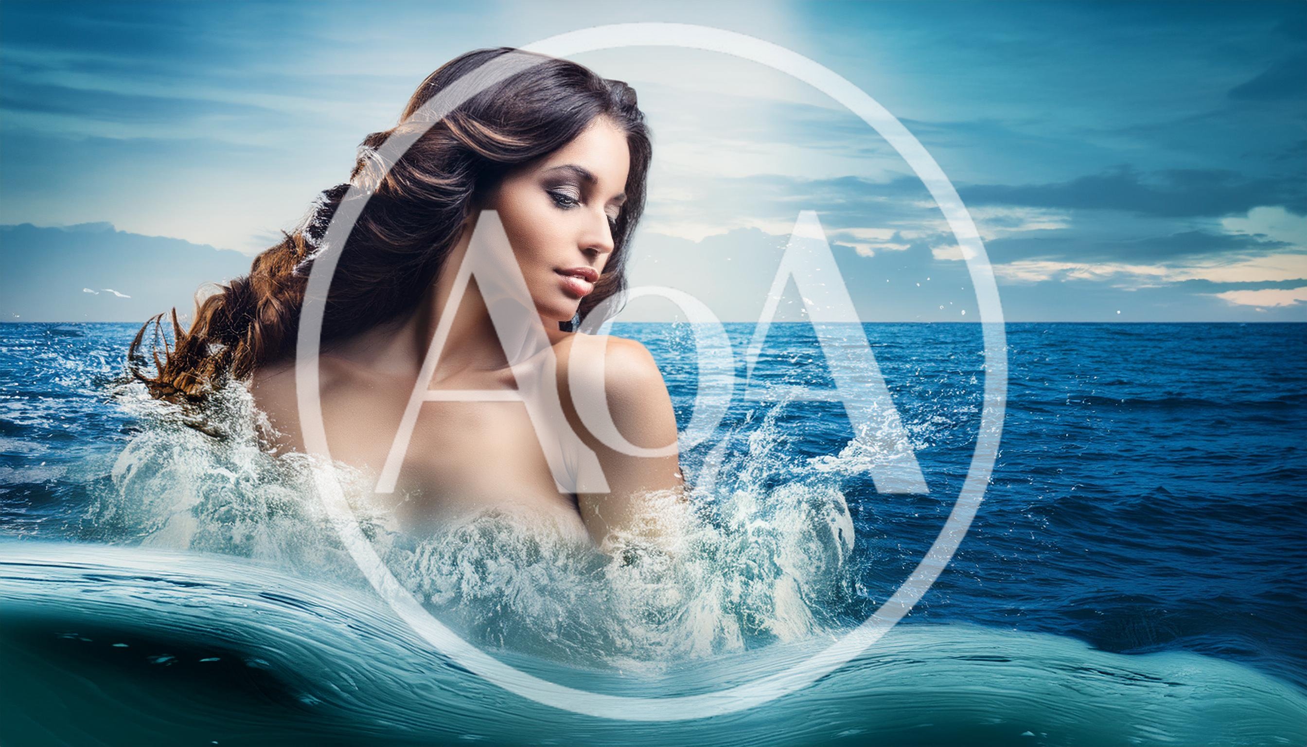Beautiful Woman Emerging From The Ocean Waves