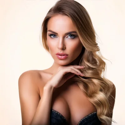 Portrait Of A Beautiful Blonde Woman With Glamorous Makeup