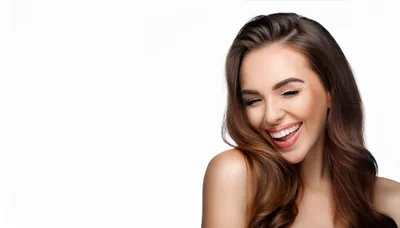 Beautiful Young Woman Laughing With Eyes Closed