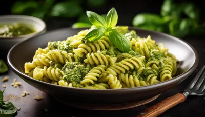 Fusilli Pasta With Fresh Basil Pesto Sauce