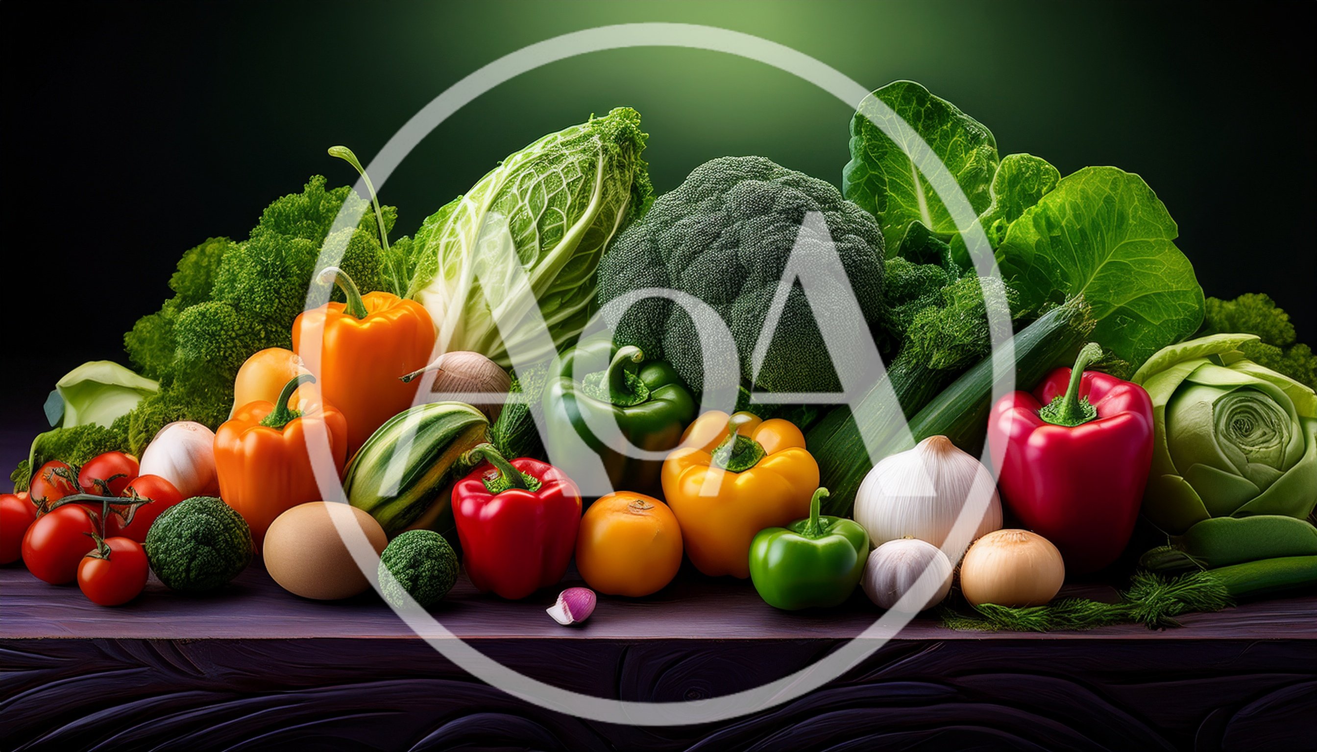 Fresh Assorted Vegetables Arranged On A Wooden Table