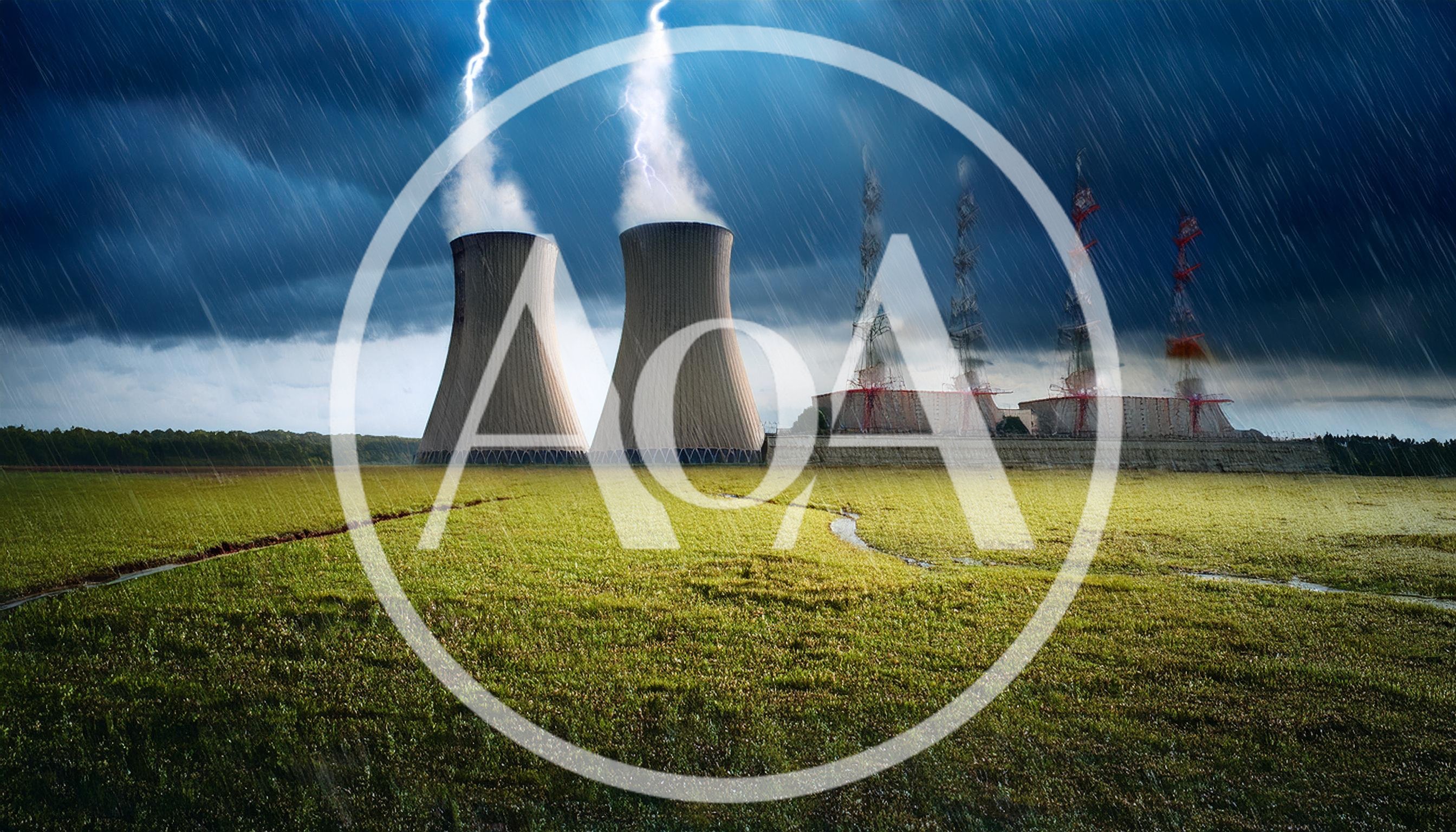 Nuclear Power Plant Cooling Towers During A Storm