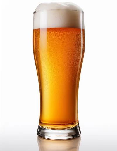 Glass Of Golden Beer With Thick White Foam
