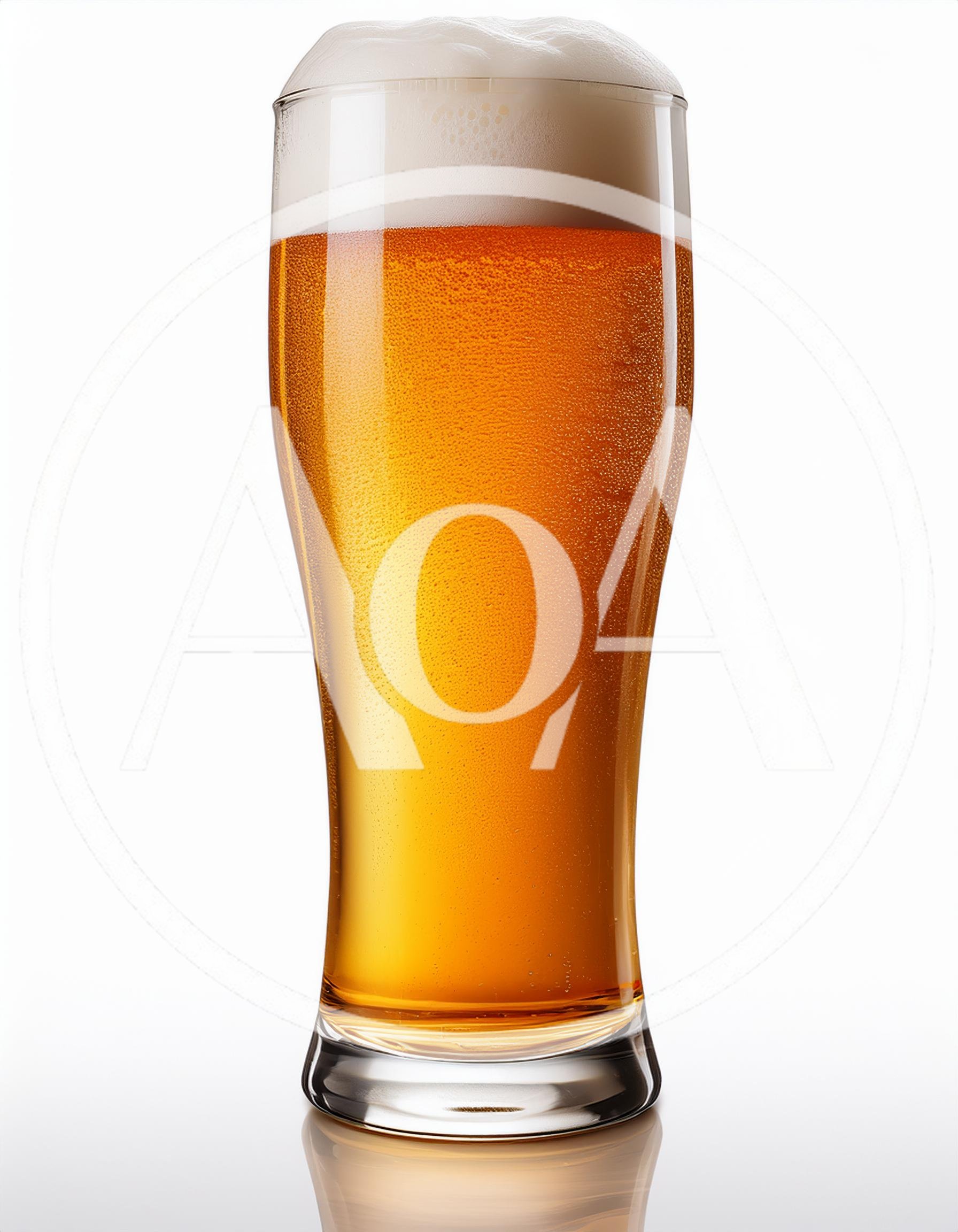 Glass Of Golden Beer With Thick White Foam