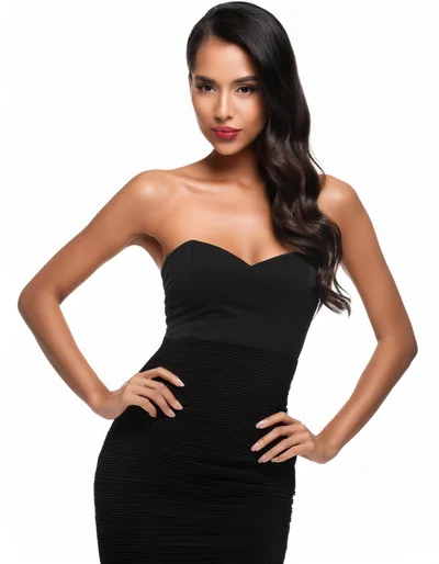 Portrait Of A Beautiful Woman In A Black Dress