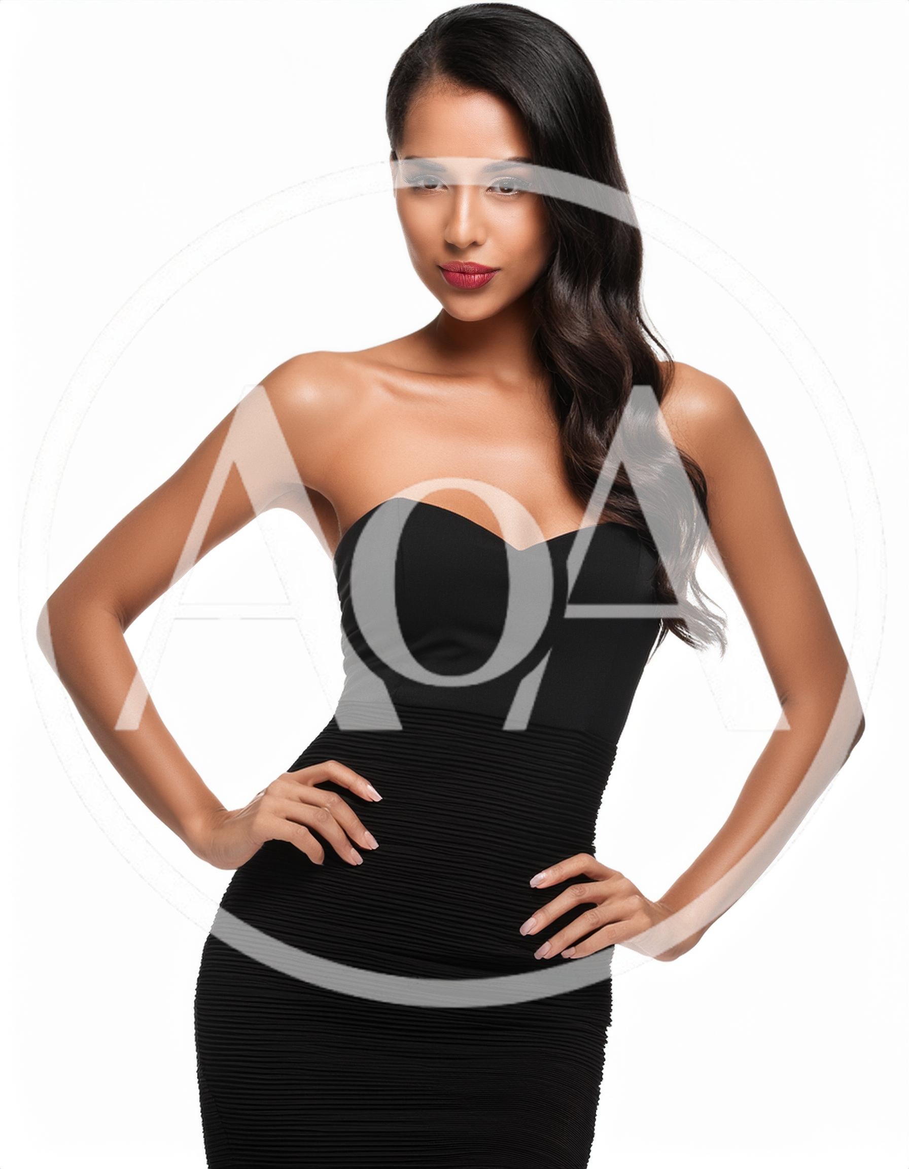 Portrait Of A Beautiful Woman In A Black Dress