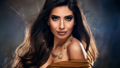 Portrait Of A Beautiful Woman With Long Dark Hair