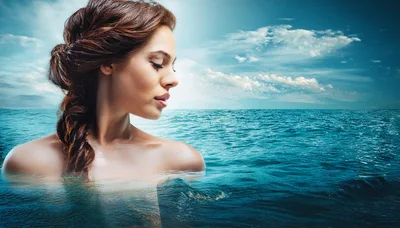 Beautiful Woman Emerging From The Ocean