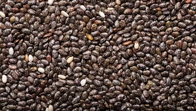 Macro Close Up Of Organic Chia Seeds