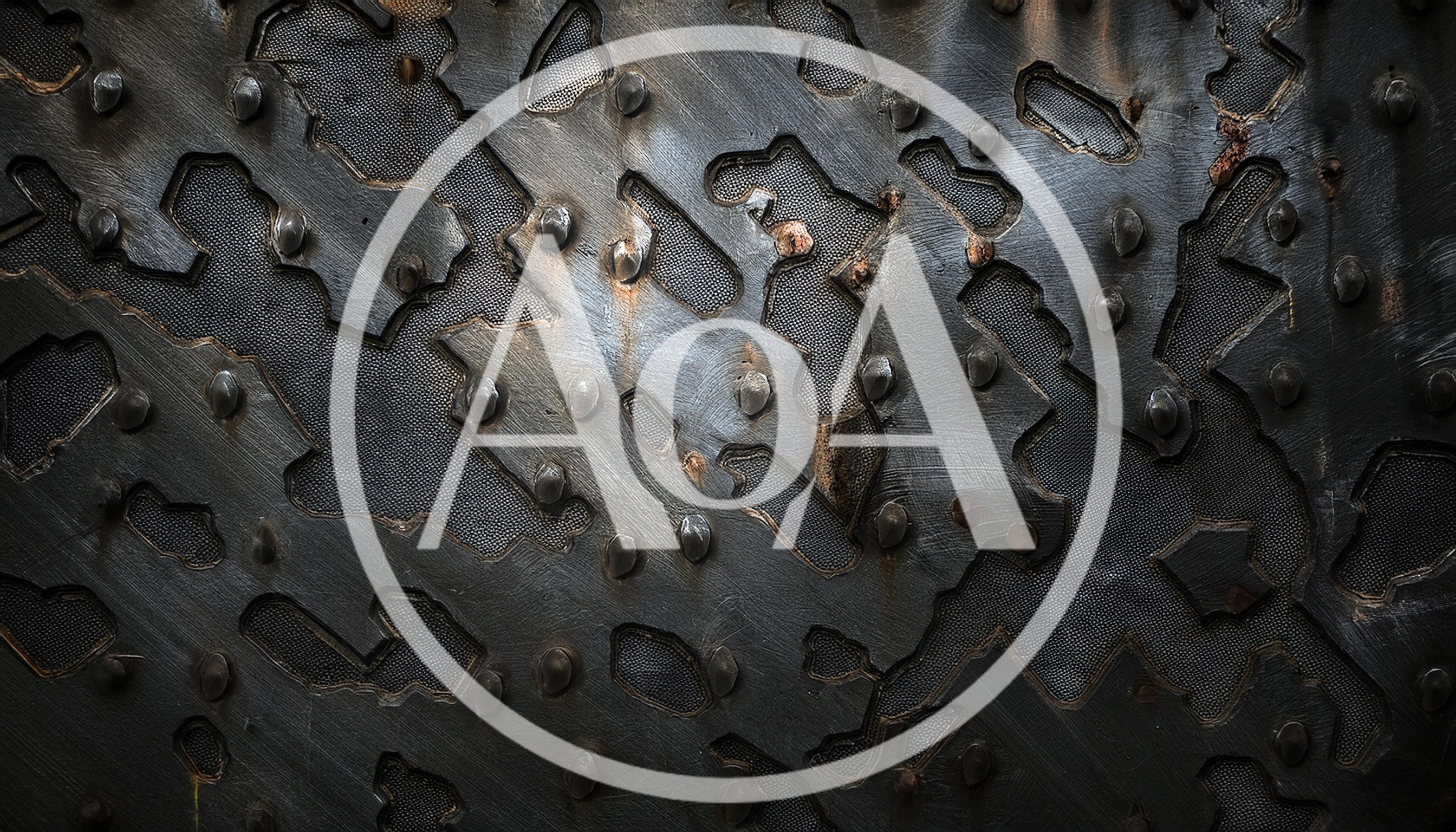 Industrial Metal Plate With Cutout Patterns And Rivets