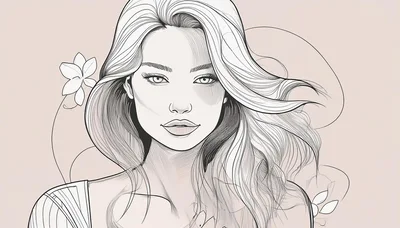 Line Art Portrait Of A Beautiful Woman