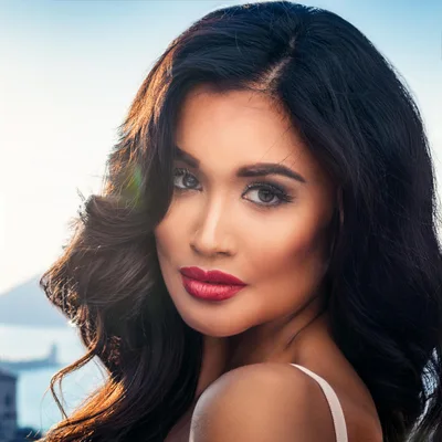 Portrait Of A Beautiful Woman With Dark Wavy Hair