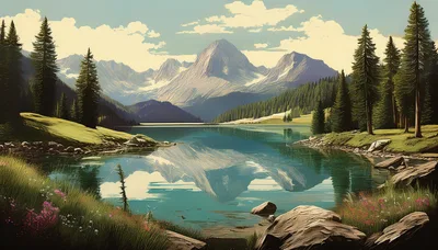 Serene Alpine Lake With Mountain Reflection
