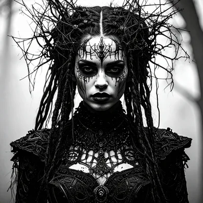 Gothic Dark Fantasy Queen With Twig Crown