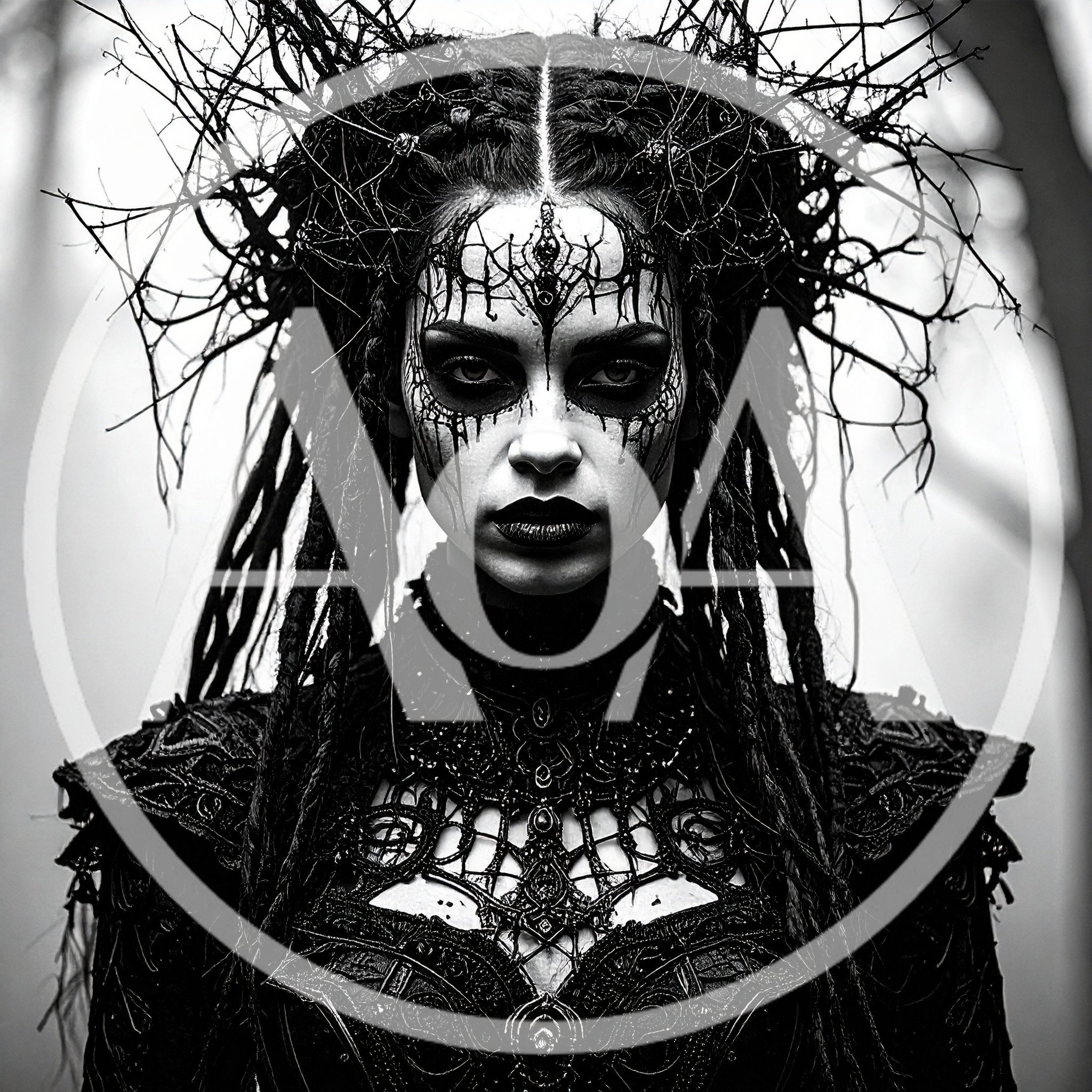 Gothic Dark Fantasy Queen With Twig Crown