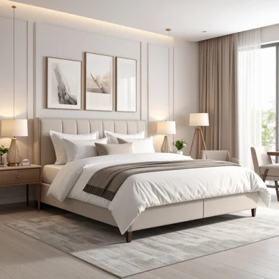 Modern Minimalist Bedroom Interior With Neutral Tones