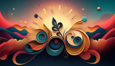 Abstract Floral Swirls With Vibrant Gradient Background