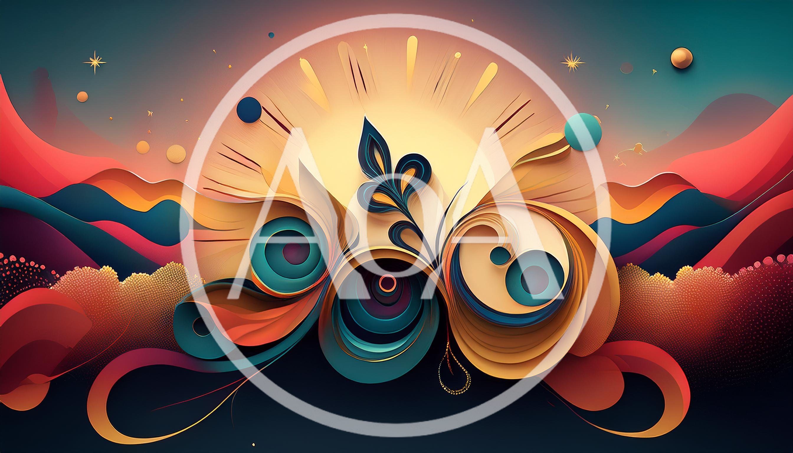 Abstract Floral Swirls With Vibrant Gradient Background