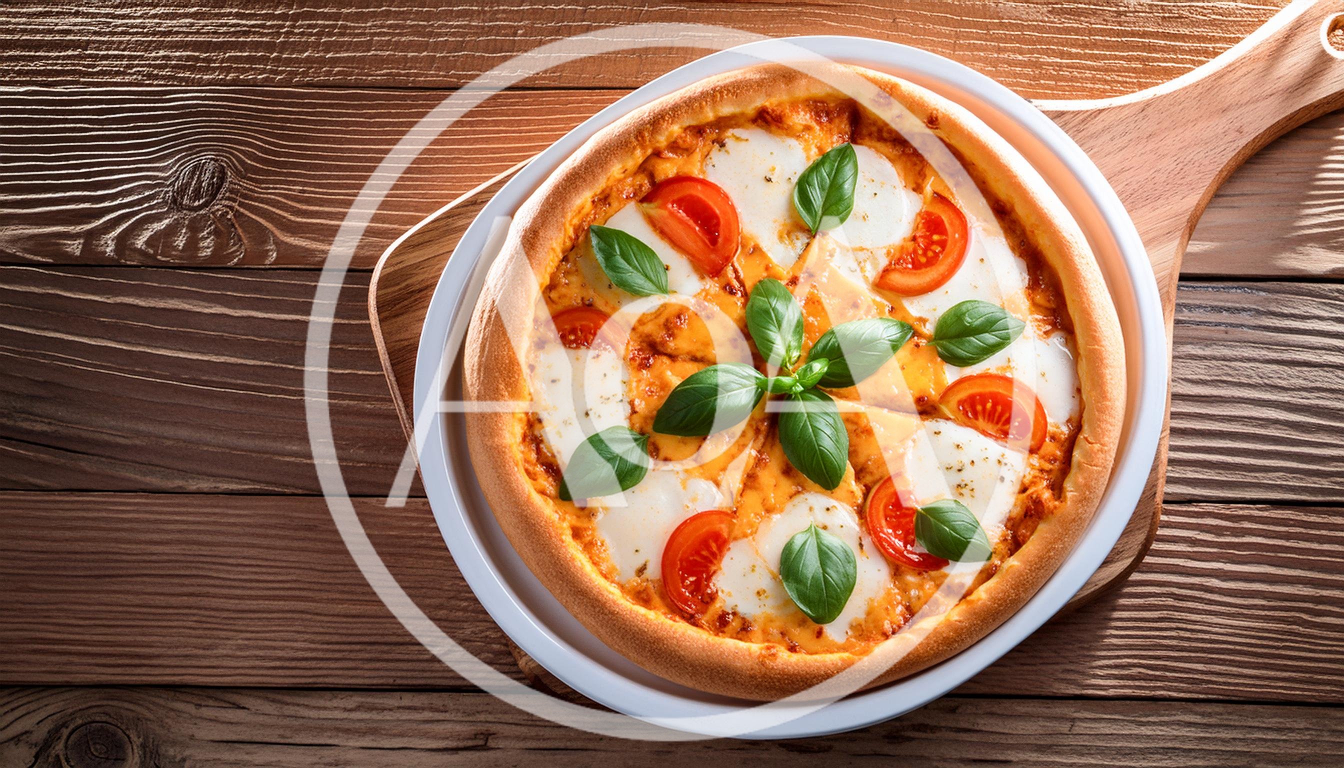 Fresh Margherita Pizza On A Wooden Serving Board