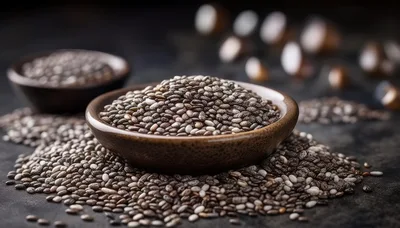 Chia Seeds In A Small Ceramic Bowl
