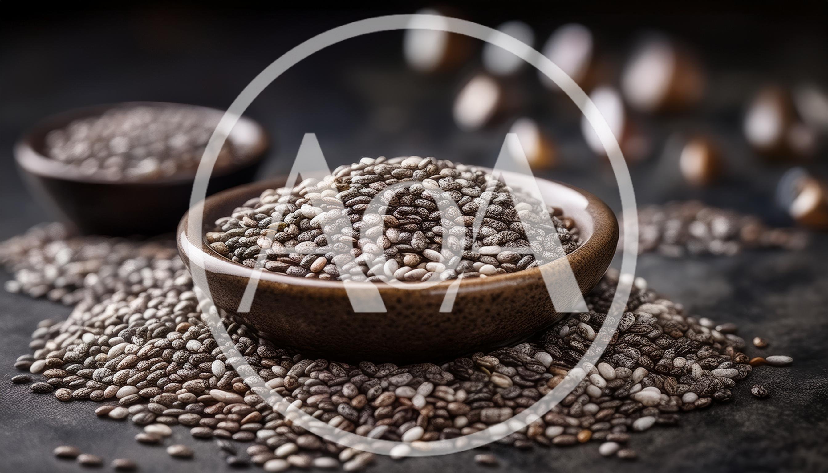 Chia Seeds In A Small Ceramic Bowl