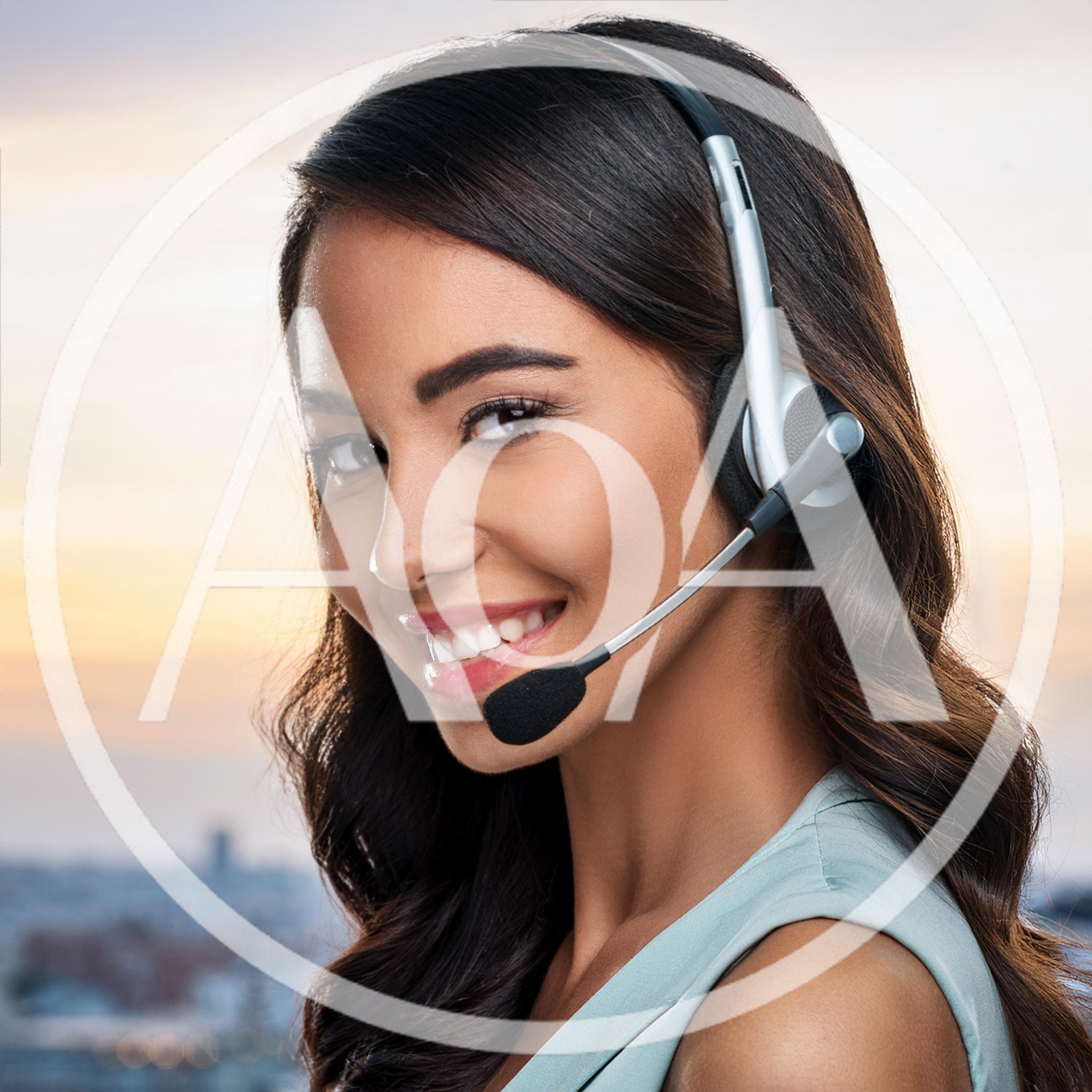 Smiling Customer Service Representative Wearing A Headset