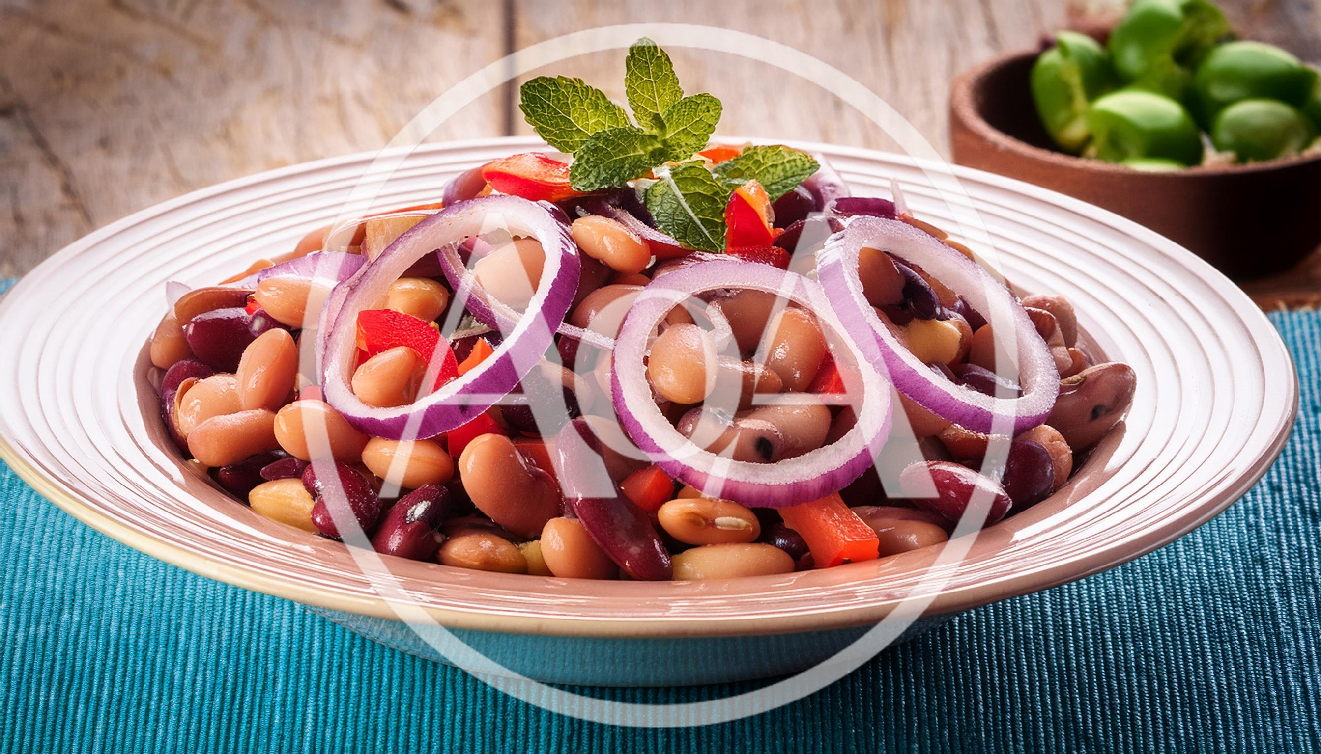 Three Bean Salad With Red Onion And Mint