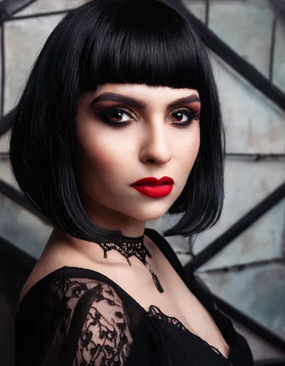 Portrait Of A Gothic Woman With Dark Makeup