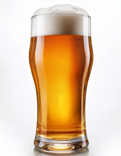 Cold Glass Of Golden Beer With Thick White Foam