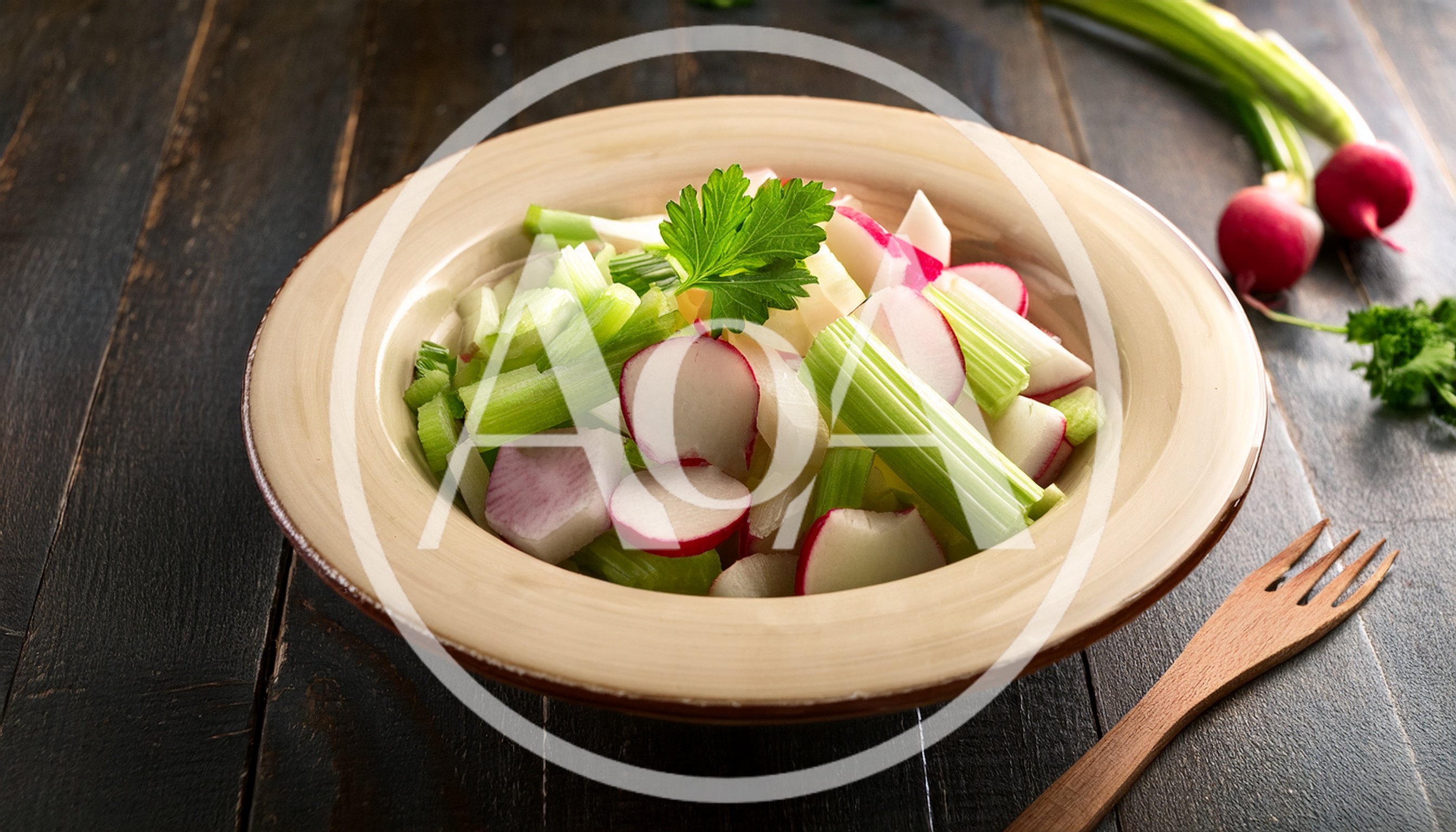 Fresh Vegetable Salad With Radishes And Celery