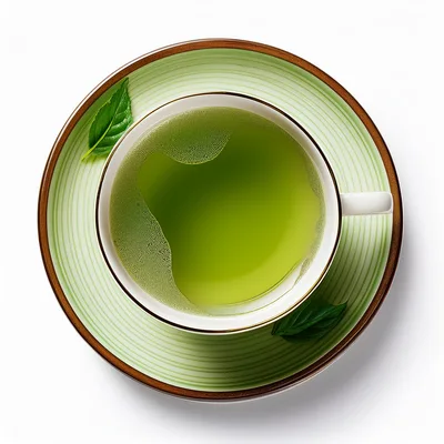 Top View Of A Cup Of Green Tea