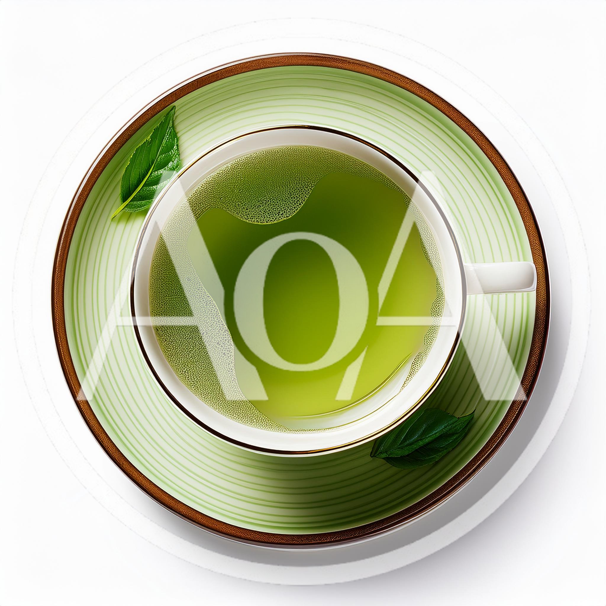 Top View Of A Cup Of Green Tea
