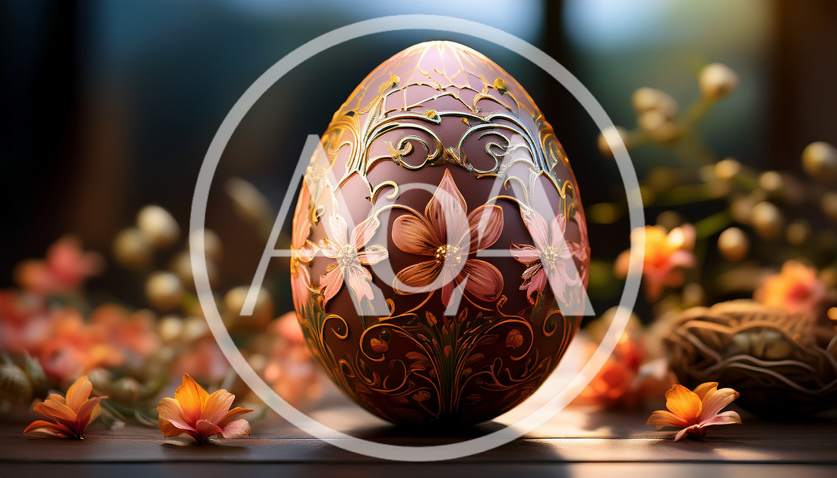 Ornate Decorative Easter Egg With Floral Gold Filigree