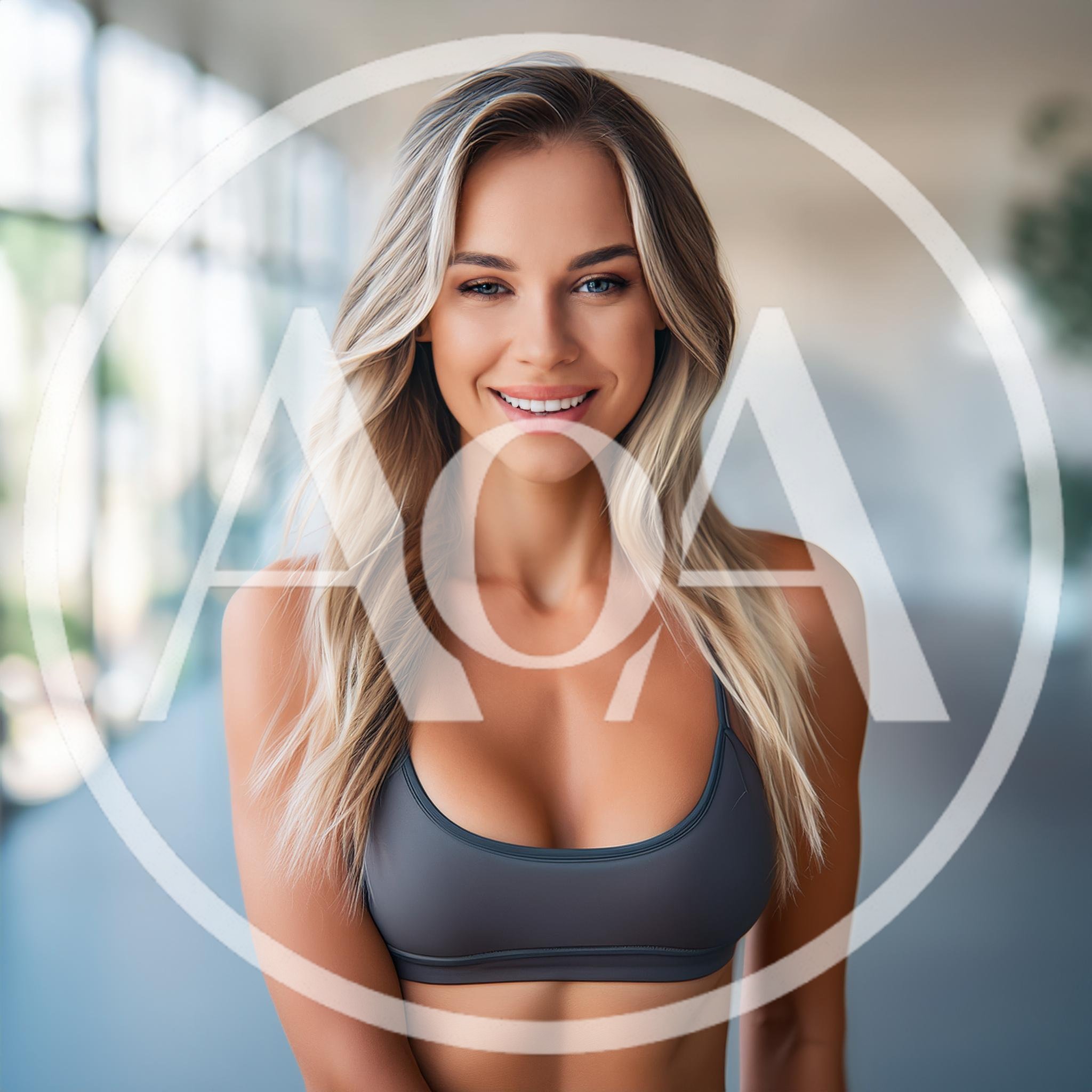 Portrait Of A Fit Blonde Woman In Sports Bra