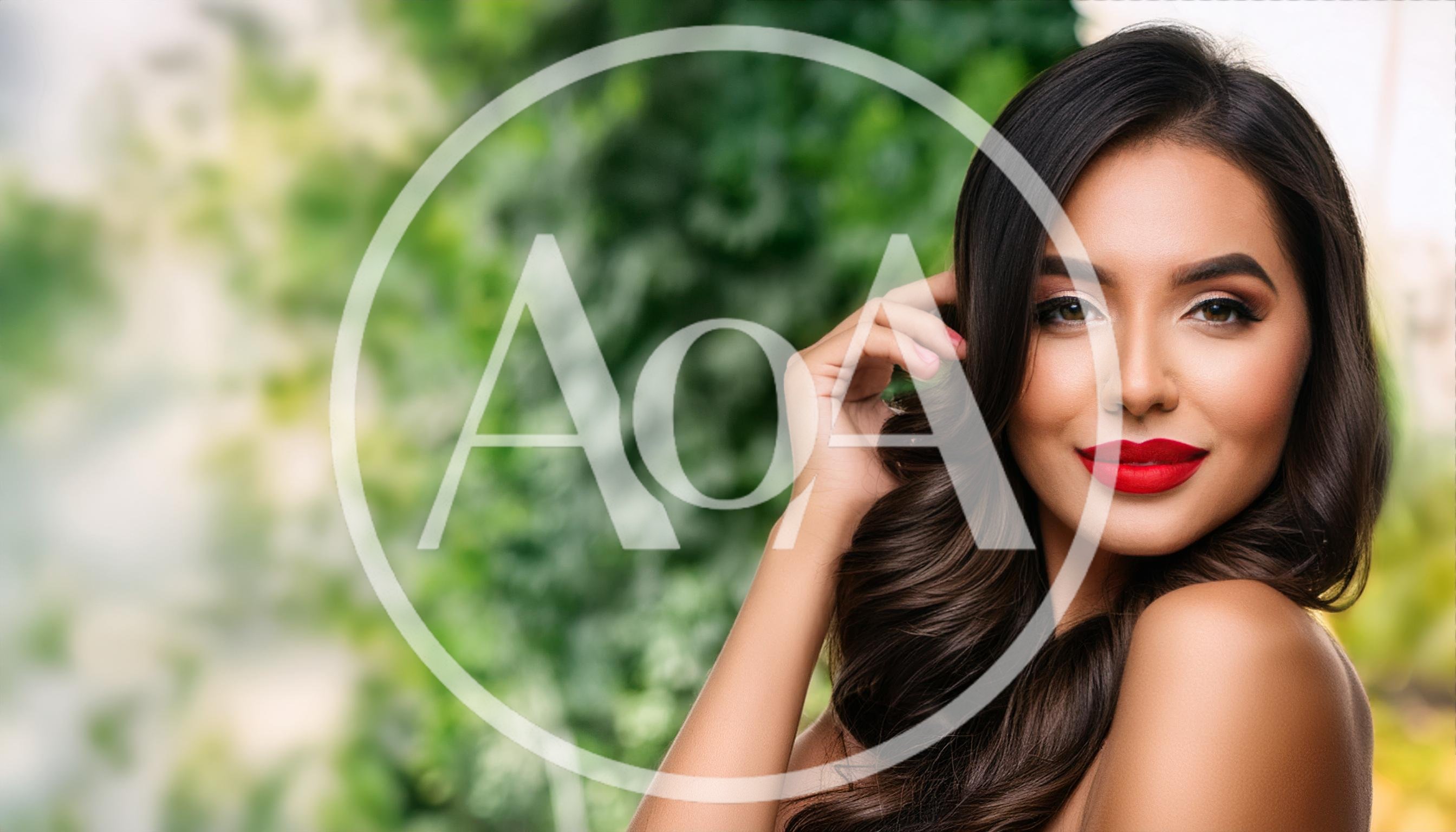 Beautiful Woman With Red Lipstick And Wavy Hair