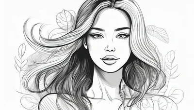 Line Art Illustration Of A Beautiful Woman