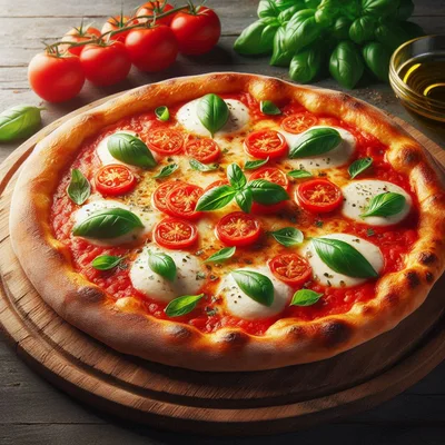 Fresh Margherita Pizza With Tomatoes And Basil