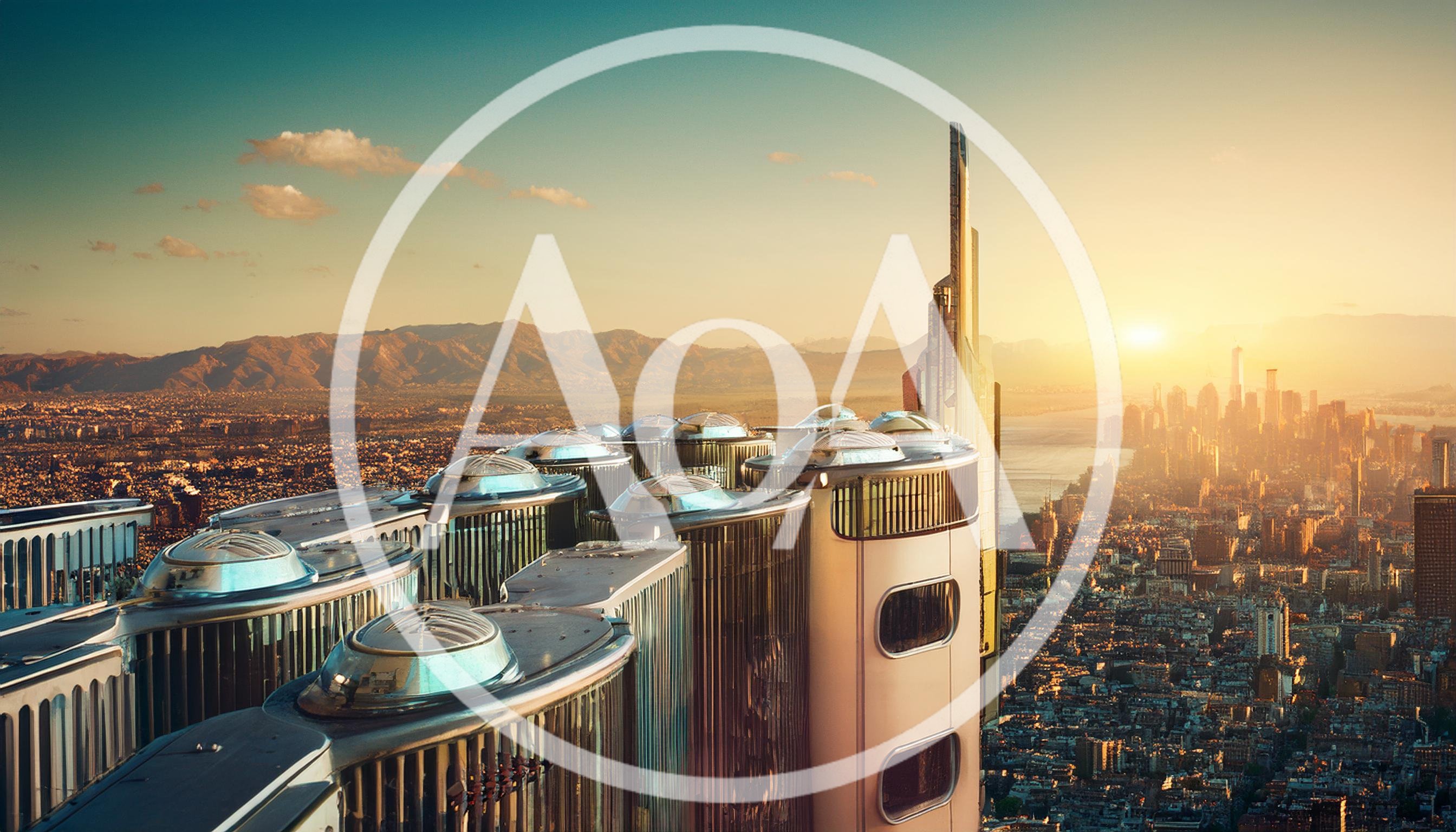 Futuristic Skyscraper Rooftop Overlooking A Vast Urban Cityscape