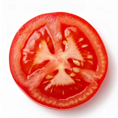 Fresh Red Tomato Slice Isolated On White Background
