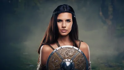 Portrait Of A Beautiful Female Viking Warrior