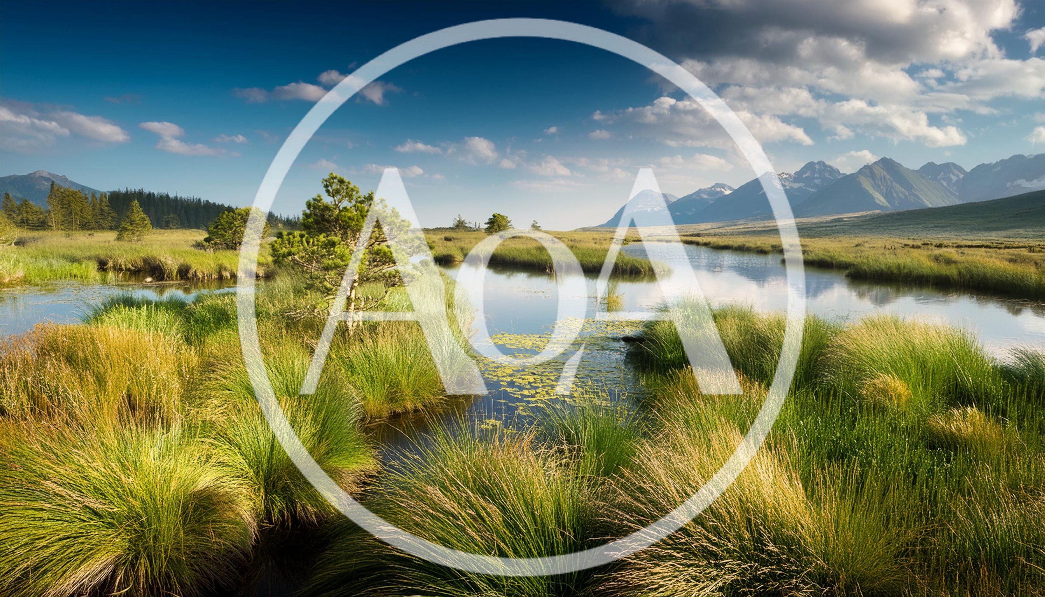 Scenic Marshland Landscape With Mountains And Reflective Water