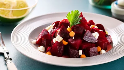 Beetroot Salad With Feta Cheese And Corn