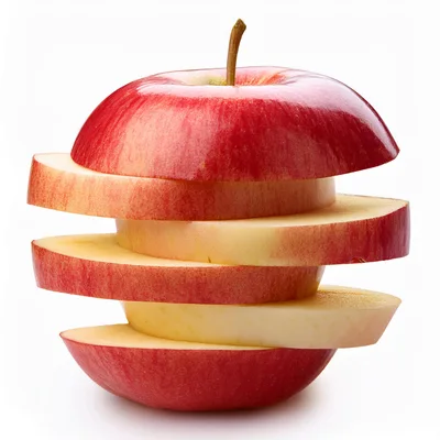 Sliced Red Apple Stacked On White Background
