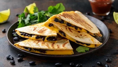 Black Bean and Cheese Quesadillas on a Plate