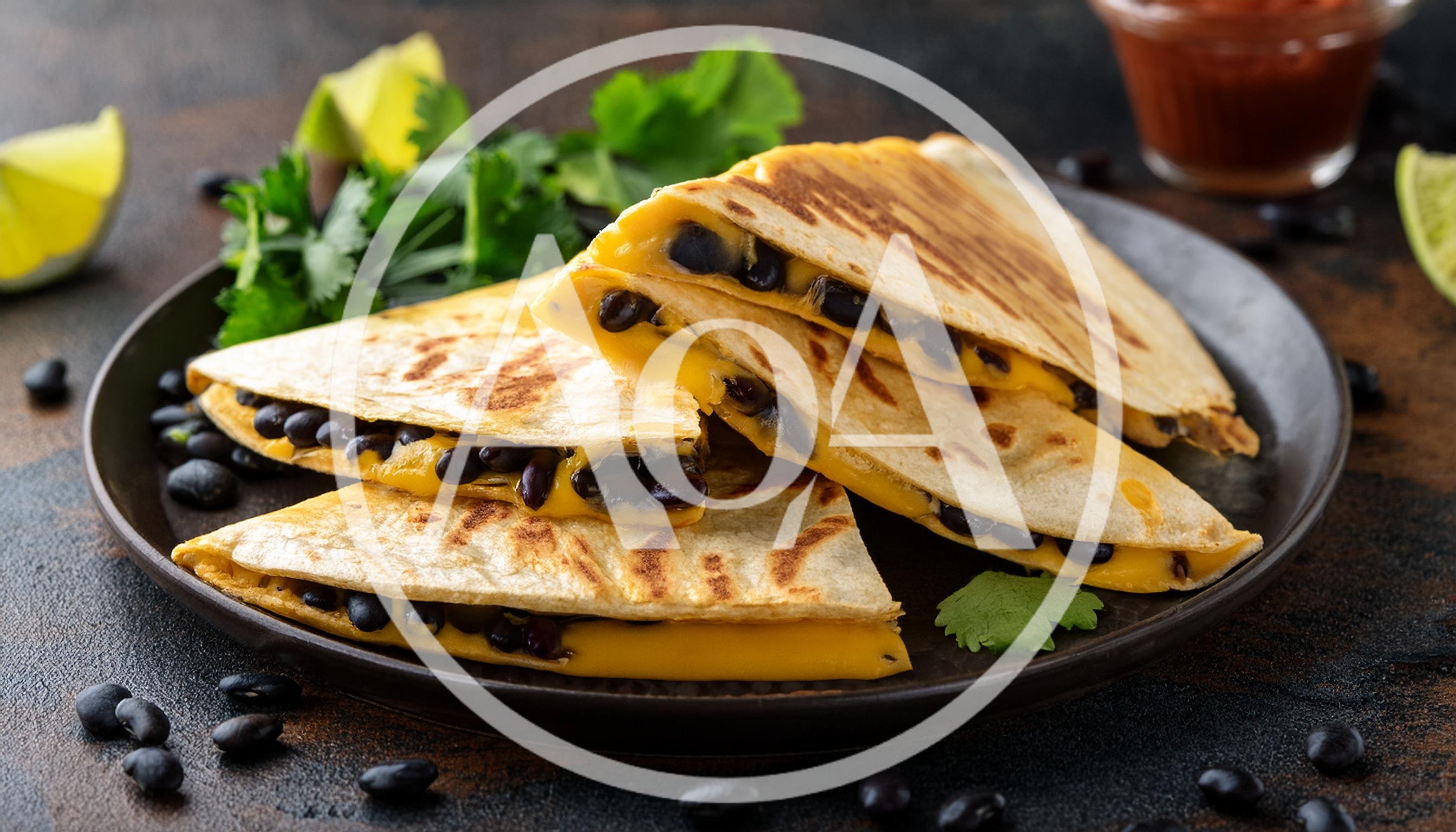 Black Bean and Cheese Quesadillas on a Plate