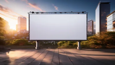 Blank Billboard Mockup in Modern Cityscape at Sunset